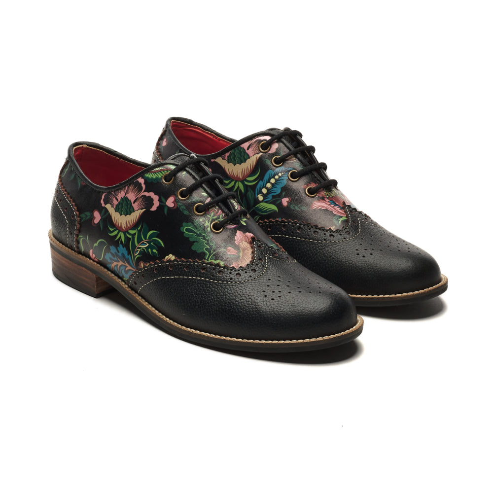Coal Black Bageecha Brogues for Women Luxury Semi-Formal Shoes