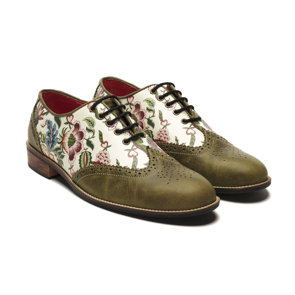 Olive Green Bageecha Brogues for Men | Luxury Semi-Formal Shoes Banjaaran Studio Olive Green Bageecha Brogues for Men | Luxury Semi-Formal Shoes Banjaaran Studio
