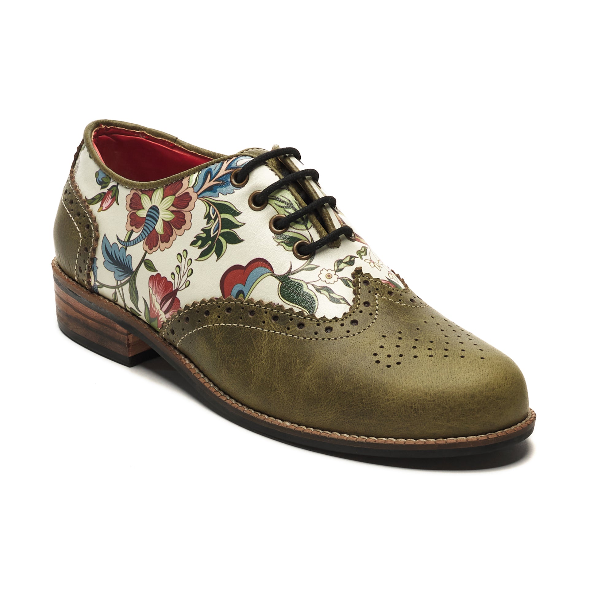 Olive Green Bageecha Brogues for Women Luxury Semi-Formal Shoes