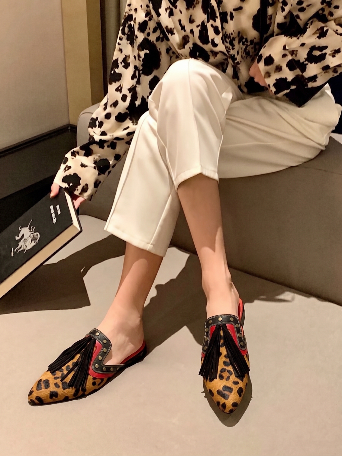 Leopard Cone Mules Women