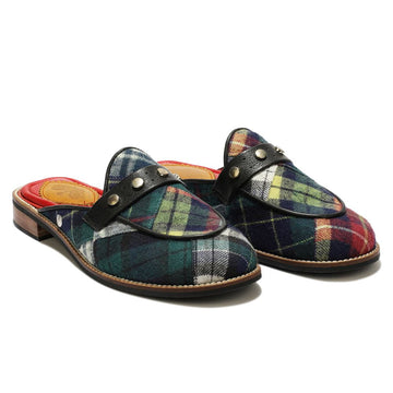 Green Tartans Mule for Women (discontinued) Banjaaran Studio