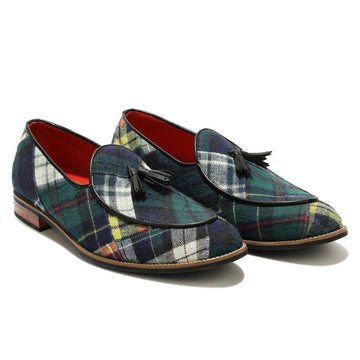 Green Tartans Slip_on for Men (discontinued) Banjaaran Studio