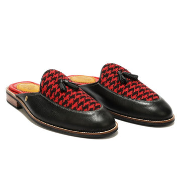 Red Houndstoth_  Mules_ for Men (discontinued) Banjaaran Studio