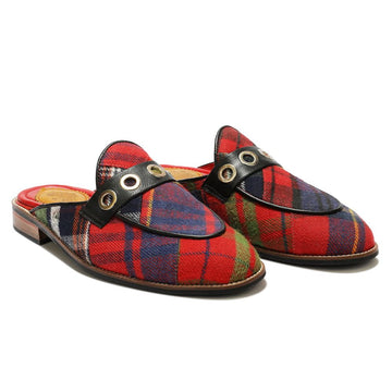 Red Tartans Mule_  for Men (discontinued) Banjaaran Studio