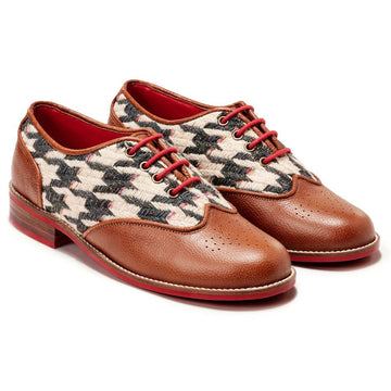 Tan Houndstooth Brogue for Women (discontinued) Banjaaran Studio