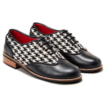 White Classic Houndstooth_Brogue Women (discontinued) Banjaaran Studio